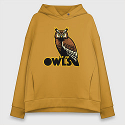 Толстовка оверсайз женская Owls, цвет: горчичный