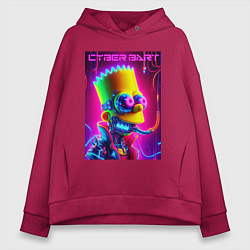 Толстовка оверсайз женская Cyber Bart - neon glow fantasy, цвет: маджента