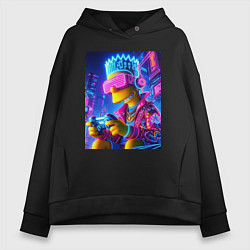 Толстовка оверсайз женская Bart Simpson esports player - neon glow, цвет: черный