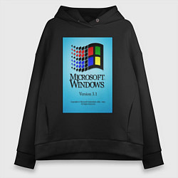Толстовка оверсайз женская Windows 3, цвет: черный