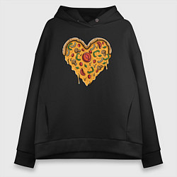Толстовка оверсайз женская Pizza heart, цвет: черный