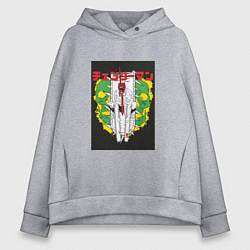 Толстовка оверсайз женская Человек-бензопила Денджи бензопила, цвет: меланж