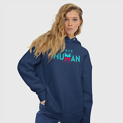 Толстовка оверсайз женская Once human logo, цвет: тёмно-синий — фото 2