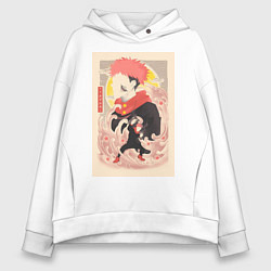 Толстовка оверсайз женская Магическая битва Сукуна Рёмэн арт, цвет: белый