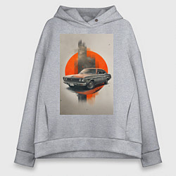 Толстовка оверсайз женская Постер машины, цвет: меланж