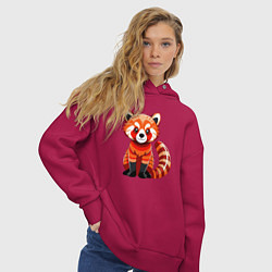 Толстовка оверсайз женская Красная панда с роскошным хвостом, цвет: маджента — фото 2