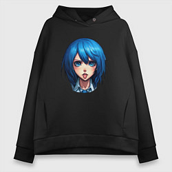 Толстовка оверсайз женская Синеглазая, цвет: черный