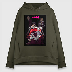 Толстовка оверсайз женская Нана Осаки группа, цвет: хаки