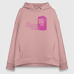 Толстовка оверсайз женская Тардис - самое время, цвет: пыльно-розовый