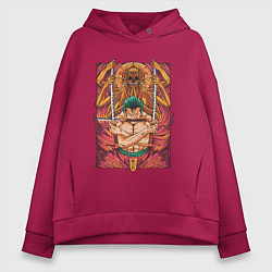 Толстовка оверсайз женская One piece Зоро бог, цвет: маджента