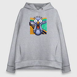 Толстовка оверсайз женская Вопящий голубь пародия Крик Мунка, цвет: меланж