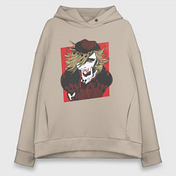 Толстовка оверсайз женская Клинок рассекающий демонов 2 Высшая Луна Доума, цвет: миндальный