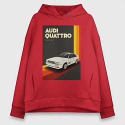 Толстовка оверсайз женская Audi Quattro автомобиль, цвет: красный