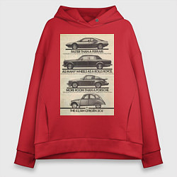Толстовка оверсайз женская Citroen автомобиль, цвет: красный