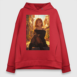 Толстовка оверсайз женская Магическая битва Нобара Кугисаки арт, цвет: красный