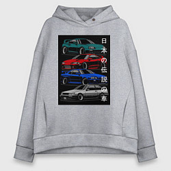 Толстовка оверсайз женская JDM автомобили, цвет: меланж