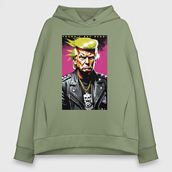 Толстовка оверсайз женская Trumps not dead - motto, цвет: авокадо