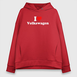 Толстовка оверсайз женская I love Volkswagen, цвет: красный