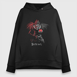 Толстовка оверсайз женская Тетрадь смерти Рюк Death Note, цвет: черный