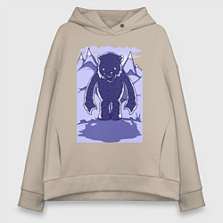 Толстовка оверсайз женская Медведь и тень в горах, цвет: миндальный