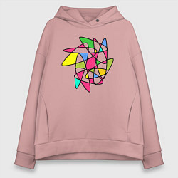 Толстовка оверсайз женская Абстрактный радужный коллейдоскоп, цвет: пыльно-розовый