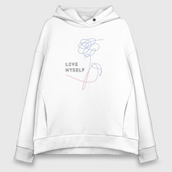 Толстовка оверсайз женская BTS love myself, цвет: белый