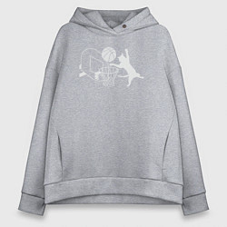 Толстовка оверсайз женская Кот баскетболист, цвет: меланж
