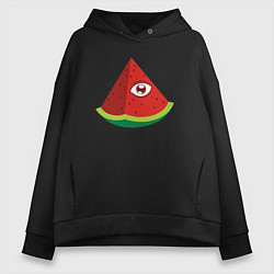 Толстовка оверсайз женская Арбузный глаз, цвет: черный