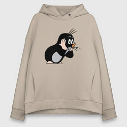 Толстовка оверсайз женская Чешский крот в шоке от происходящего, цвет: миндальный