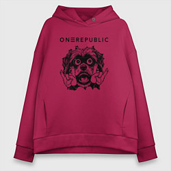 Толстовка оверсайз женская OneRepublic - rock dog, цвет: маджента