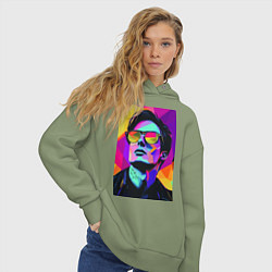 Толстовка оверсайз женская Портрет Дурова pop art, цвет: авокадо — фото 2