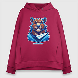 Толстовка оверсайз женская Медведь FREEDUROV, цвет: маджента