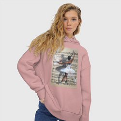 Толстовка оверсайз женская Балет ноты, цвет: пыльно-розовый — фото 2