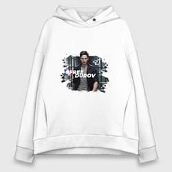 Толстовка оверсайз женская Дуров free свободу Павлу, цвет: белый