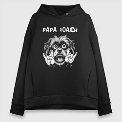 Толстовка оверсайз женская Papa Roach rock dog, цвет: черный