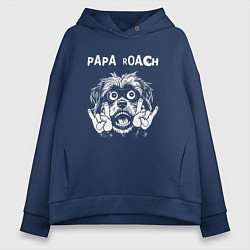 Толстовка оверсайз женская Papa Roach rock dog, цвет: тёмно-синий