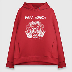 Толстовка оверсайз женская Papa Roach rock dog, цвет: красный