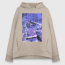 Толстовка оверсайз женская Ван-Пис Луффи улыбается, цвет: миндальный