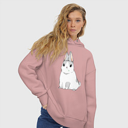 Толстовка оверсайз женская Кролик жует траву, цвет: пыльно-розовый — фото 2