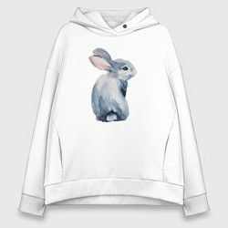 Толстовка оверсайз женская Кролик арт, цвет: белый
