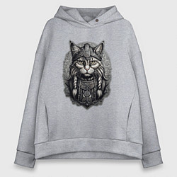 Толстовка оверсайз женская Viking cat, цвет: меланж