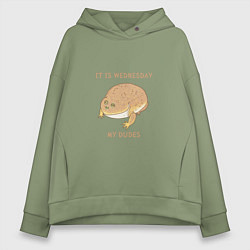 Толстовка оверсайз женская Жаба из мема среда мои чуваки, цвет: авокадо