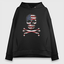 Толстовка оверсайз женская Skull USA, цвет: черный