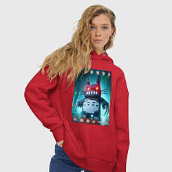 Толстовка оверсайз женская Totocraft halloween - horror, цвет: красный — фото 2