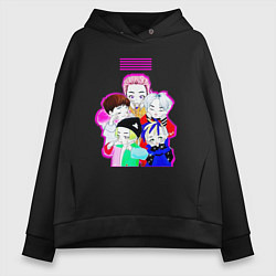 Толстовка оверсайз женская Big bang в аниме стиле, цвет: черный