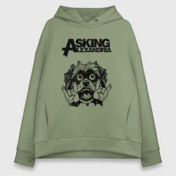 Толстовка оверсайз женская Asking Alexandria - rock dog, цвет: авокадо