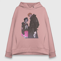 Толстовка оверсайз женская Блич Ичиго Куросаки Рукия Кучики, цвет: пыльно-розовый