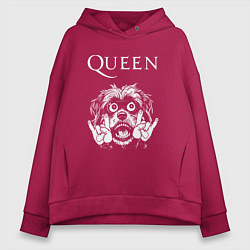 Толстовка оверсайз женская Queen rock dog, цвет: маджента