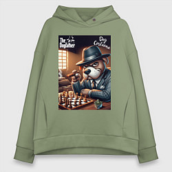 Толстовка оверсайз женская Партия в шахматы с крёстным отцом, цвет: авокадо
