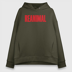 Толстовка оверсайз женская Reanimal logo, цвет: хаки